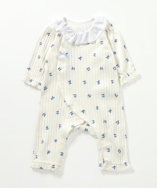 apres les cours（アプレレクール）の「サクランボ柄カバーオール（ロンパース・キッズ・アイボリー/ピンク・70/80/60）」の2枚目の写真