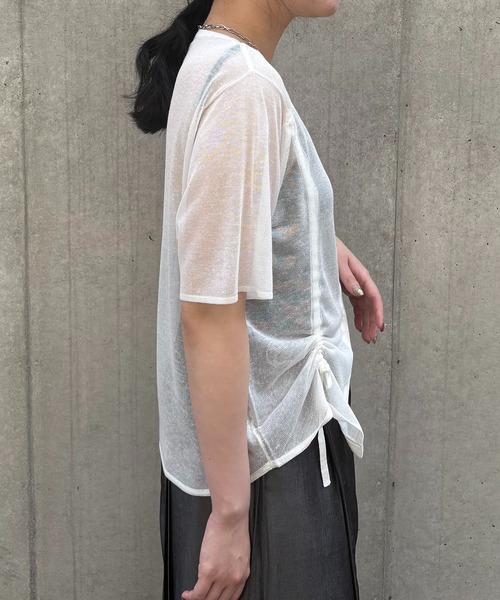 &g'aime（アンジェム）の「【&g'aime】シアーシャーリングカーディガン　Sheer Shirring Cardigan（カーディガン/ボレロ・レディース・ブルー/ブラック/ホワイト・FREE）」の16枚目の写真