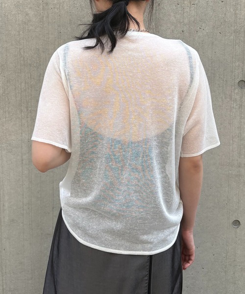 &g'aime（アンジェム）の「【&g'aime】シアーシャーリングカーディガン　Sheer Shirring Cardigan（カーディガン/ボレロ・レディース・ブルー/ブラック/ホワイト・FREE）」の17枚目の写真