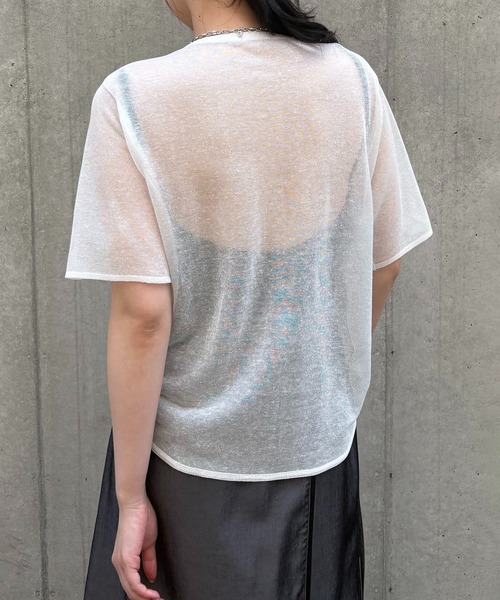 &g'aime（アンジェム）の「【&g'aime】シアーシャーリングカーディガン　Sheer Shirring Cardigan（カーディガン/ボレロ・レディース・ブルー/ブラック/ホワイト・FREE）」の18枚目の写真