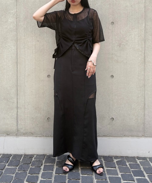 カーディガン 「＆g'aime」シアーシャーリングカーディガン　Sheer Shirring Cardigan レディース &g'aime】シアーシャーリングカーディガン Sheer Shirring