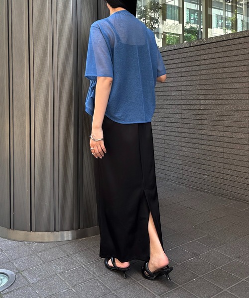 &g'aime（アンジェム）の「【&g'aime】シアーシャーリングカーディガン　Sheer Shirring Cardigan（カーディガン/ボレロ・レディース・ブルー/ブラック/ホワイト・FREE）」の21枚目の写真