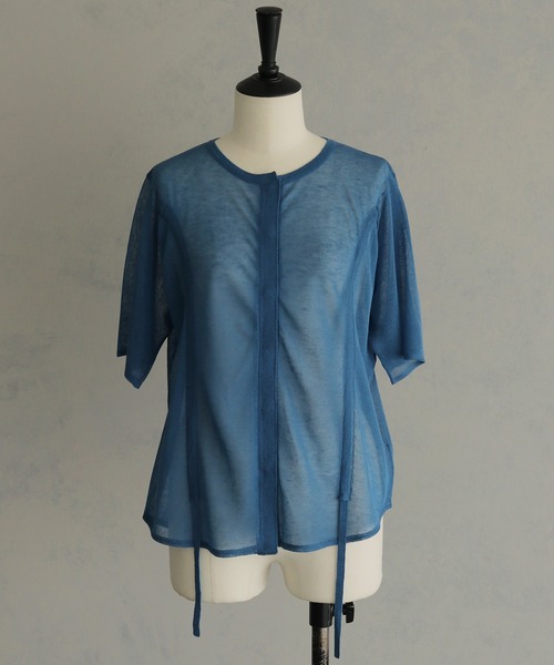 &g'aime】シアーシャーリングカーディガン Sheer Shirring