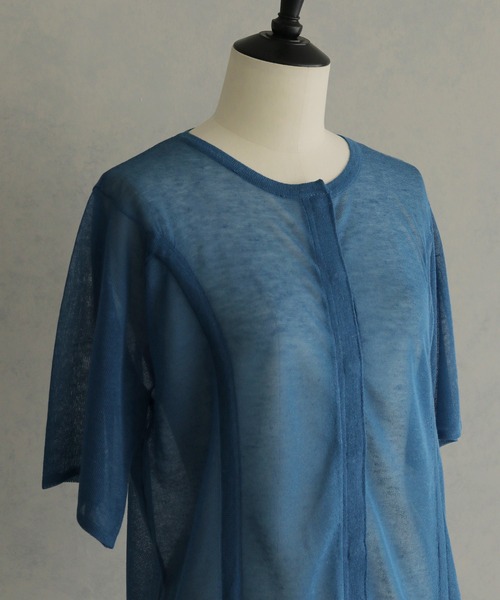 &g'aime（アンジェム）の「【&g'aime】シアーシャーリングカーディガン　Sheer Shirring Cardigan（カーディガン/ボレロ・レディース・ブルー/ブラック/ホワイト・FREE）」の19枚目の写真