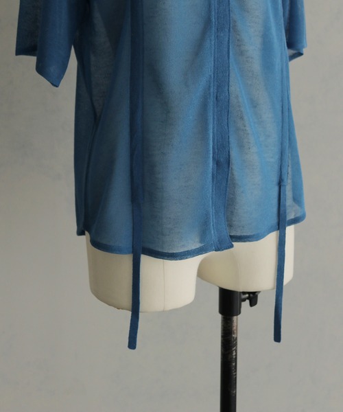 &g'aime】シアーシャーリングカーディガン Sheer Shirring