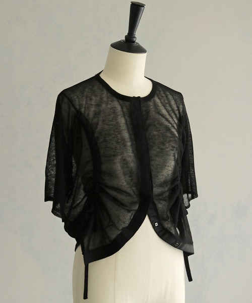 カーディガン 「＆g'aime」シアーシャーリングカーディガン　Sheer Shirring Cardigan レディース &g'aime】シアーシャーリングカーディガン Sheer Shirring