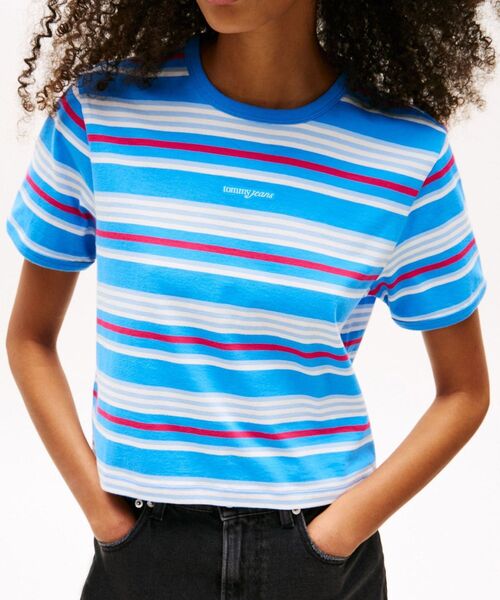 tommy jeans（トミー ジーンズ）の「レギュラースクリプトボーダーTシャツ（Tシャツ/カットソー・レディース・ピンク/ブルー・X-SMALL/MEDIUM/SMALL）」の3枚目の写真