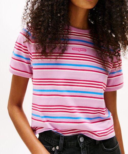 tommy jeans（トミー ジーンズ）の「レギュラースクリプトボーダーTシャツ（Tシャツ/カットソー・レディース・ピンク/ブルー・X-SMALL/MEDIUM/SMALL）」の7枚目の写真