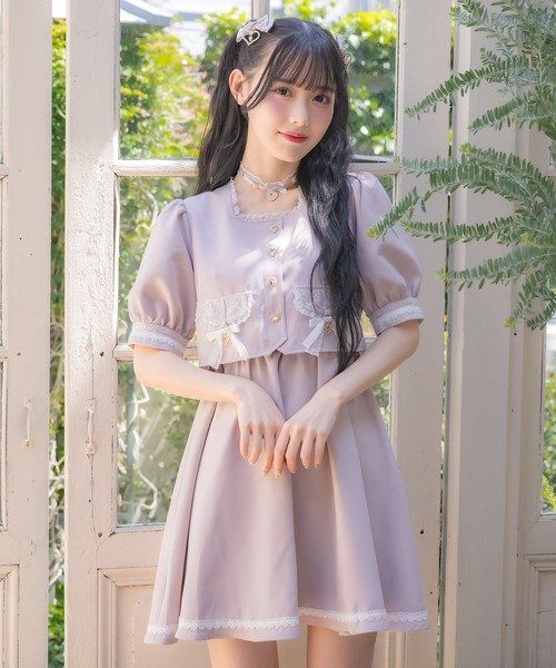 セール】フラップリボン付レイヤードワンピース（ワンピース）｜ROJITA