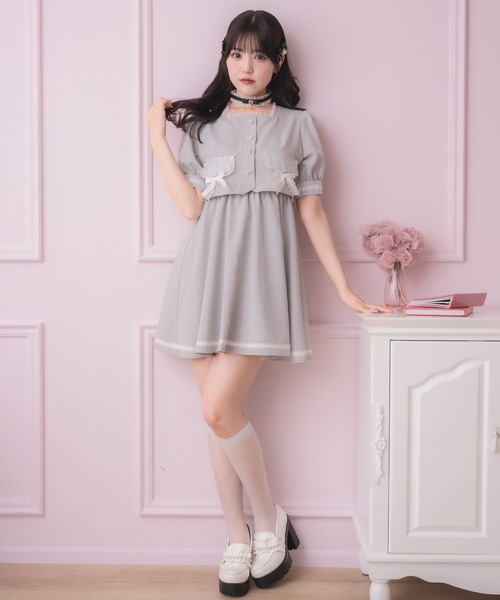 BACKリボンレイヤードワンピース♡3421203012 BACKリボンレイヤードワンピース♡3421203012 ジャガードバック