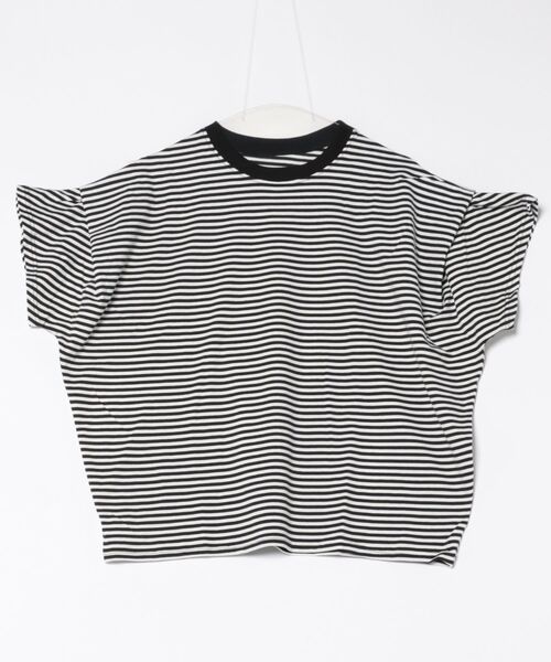 Coo+i(クーイ)の「フレンチスリーブ半袖Tシャツ(Tシャツ/カットソー・レディース・ブラック×ホワイト/ブラック/ホワイト・FREE)」の14枚目の写真