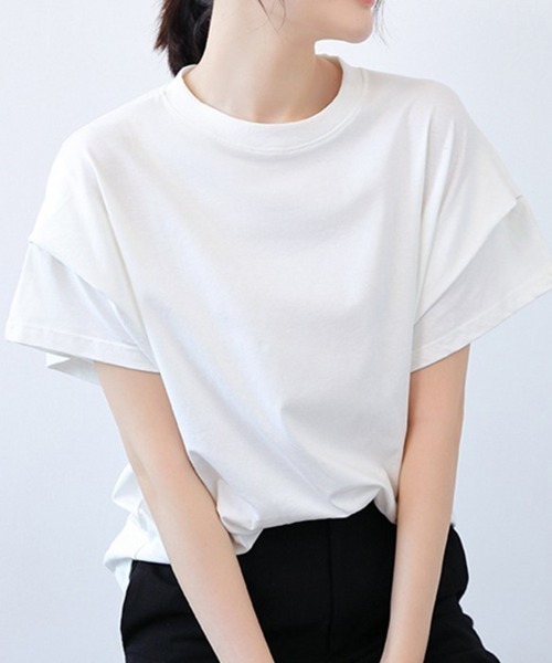 Coo+i(クーイ)の「フレンチスリーブ半袖Tシャツ(Tシャツ/カットソー・レディース・ブラック×ホワイト/ブラック/ホワイト・FREE)」の11枚目の写真