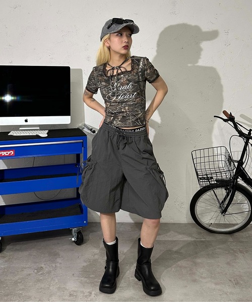 sedacle girl(セダクルガール)の「リボンポケットハーフパンツ(その他パンツ・レディース・チャコールグレー/グレー・MEDIUM/SMALL)」の7枚目の写真