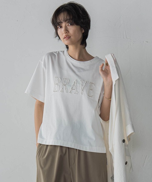 MAYSON GREY / メイソングレイ デニムロゴTシャツ≪洗濯機で洗える≫ デニムロゴTシャツ≪洗濯機で洗える≫（Tシャツ/カットソー