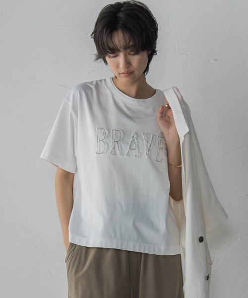 デニムロゴTシャツ≪洗濯機で洗える≫ デニムロゴTシャツ≪洗濯機で洗える≫（Tシャツ/カットソー