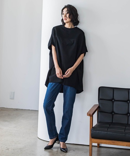 la.f…(ラエフ)の「【biyori】"しゃがんでも走っても、ノンストレス"デニムレギパン≪洗濯機で洗える≫(デニムパンツ・レディース・ブルー/ネイビー・9号/11号/7号)」の3枚目の写真