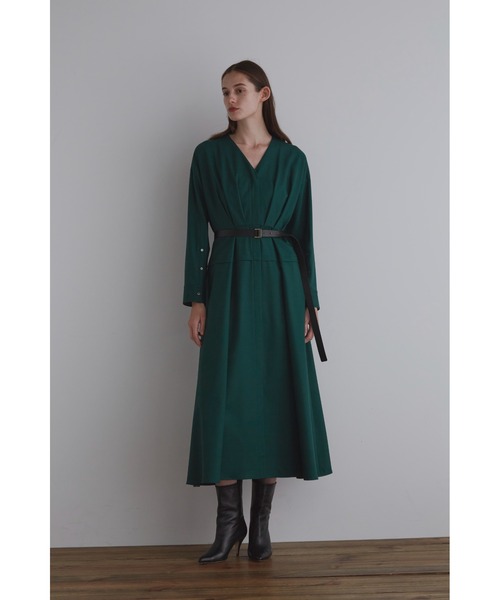 【美品】LE PHILルフィル ワンピース ベルテッドドレス ネイビー　S ルフィル ワンピース ベルテッドドレス 紺 ネイビー ロング