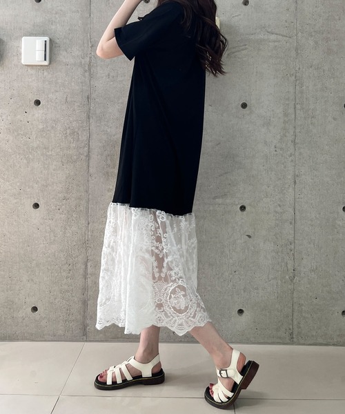 GLAMOROUS JANE(グラマラスジェーン)の「レース切替Tシャツワンピース(ワンピース・レディース・ブラック・FREE)」の6枚目の写真