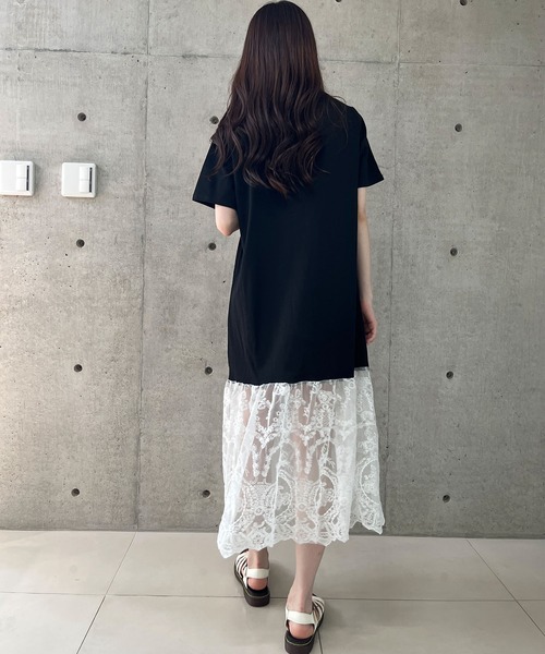 GLAMOROUS JANE(グラマラスジェーン)の「レース切替Tシャツワンピース(ワンピース・レディース・ブラック・FREE)」の7枚目の写真