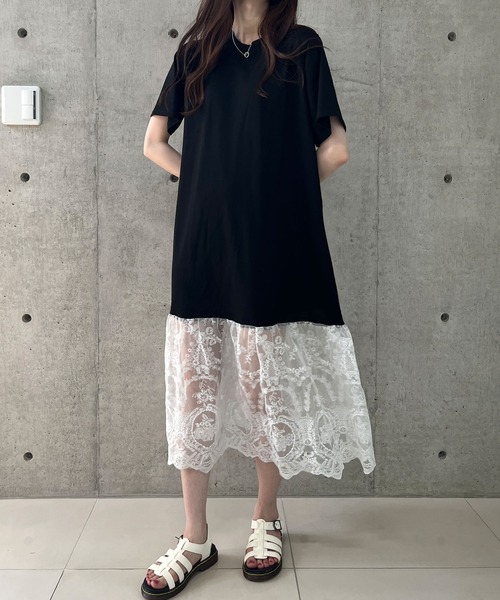 GLAMOROUS JANE(グラマラスジェーン)の「レース切替Tシャツワンピース(ワンピース・レディース・ブラック・FREE)」の9枚目の写真