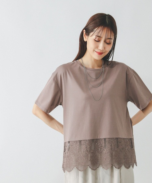 GLOBAL WORK（グローバルワーク）の「フローズンTレースドッキング/498339（Tシャツ/カットソー・レディース・ブラック/アッシュブラウン/オフホワイト・LARGE/MEDIUM）」の11枚目の写真