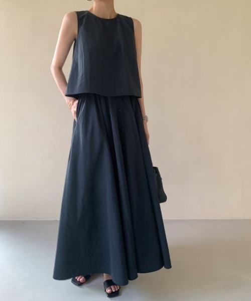 Aelina(エリナ)の「クルーネックノースリーブトップス&スカートセットアップ(セットアップ・レディース・ベージュ/ネイビー/ライトグレー/ホワイト・F)」の16枚目の写真
