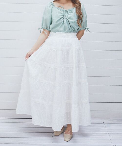 Areeam（アリーム）の「コットンレーススカート（スカート・レディース・オフホワイト/レッド・FREE）」の9枚目の写真