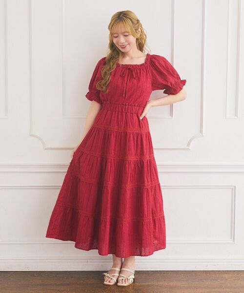 Areeam（アリーム）の「コットンレーススカート（スカート・レディース・オフホワイト/レッド・FREE）」の3枚目の写真