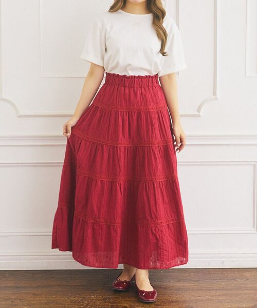 Areeam（アリーム）の「コットンレーススカート（スカート・レディース・オフホワイト/レッド・FREE）」の22枚目の写真