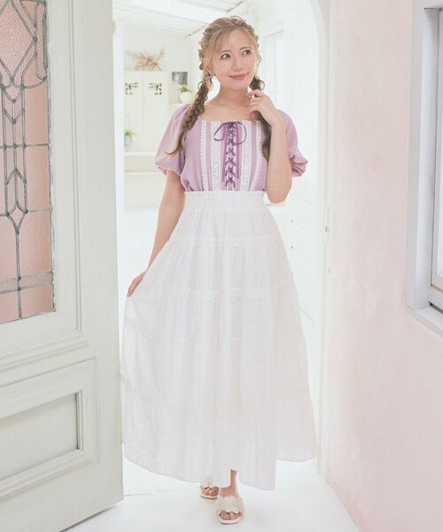 Areeam（アリーム）の「コットンレーススカート（スカート・レディース・オフホワイト/レッド・FREE）」の20枚目の写真