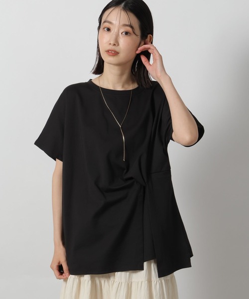 LAKOLE(ラコレ)の「ウエストデザイン半袖T / 576209(Tシャツ/カットソー・レディース・ブラック/オフホワイト/カーキ・FREE)」の2枚目の写真