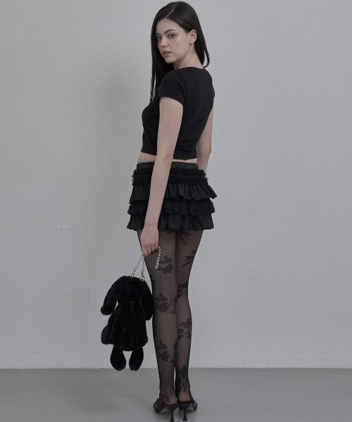 SETUPEXE（セットアップイーエックスイー）の「【日本未発売/WEB限定】SETUPEXE(セットアップイーエックスイー)/レース フリル チュチュ ティアード ミニ スカパン/TUTU MIX SKRIT PANTS（スカート・レディース・ブラック/レオパード/グリーン系カモフラージュ/ホワイト・FREE）」の16枚目の写真