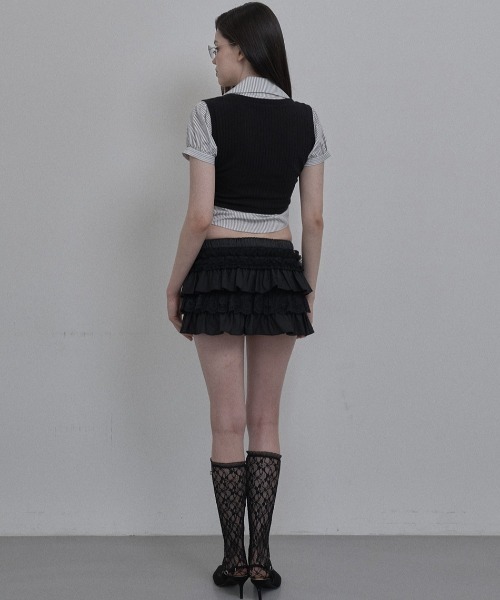 SETUPEXE（セットアップイーエックスイー）の「【日本未発売/WEB限定】SETUPEXE(セットアップイーエックスイー)/レース フリル チュチュ ティアード ミニ スカパン/TUTU MIX SKRIT PANTS（スカート・レディース・ブラック/レオパード/グリーン系カモフラージュ/ホワイト・FREE）」の13枚目の写真