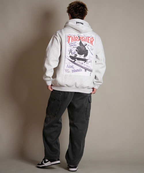 THRASHER(スラッシャー)の「THRASHER/スラッシャー プルオーバー パーカー スウェット フーディー バックプリント 裏起毛 254TH1PK068(パーカー・メンズ・ブラック/ホワイト・L/XL/M)」の7枚目の写真
