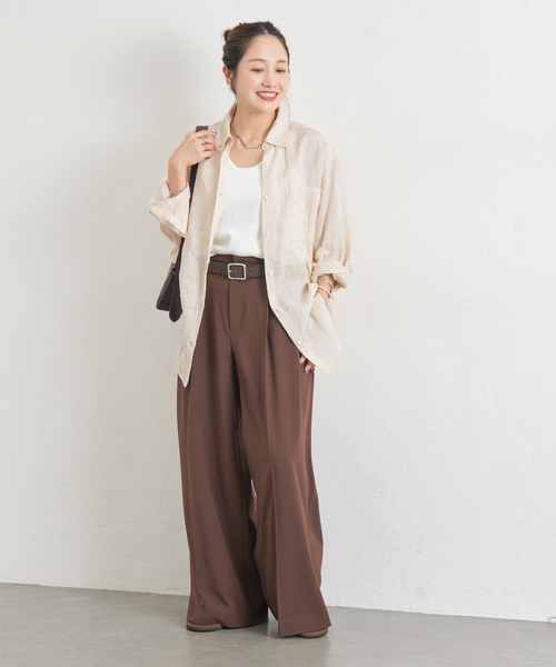 JOURNAL STANDARD（ジャーナルスタンダード）の「《追加4》ソフトゼフィールリネンシャツ（シャツ/ブラウス・レディース・ホワイト×ホワイト/ブラウン系その他/ネイビー/イエロー・FREE）」の10枚目の写真
