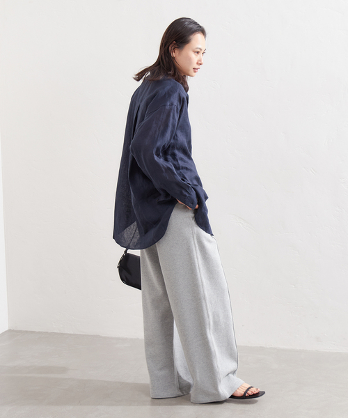 JOURNAL STANDARD（ジャーナルスタンダード）の「《追加4》ソフトゼフィールリネンシャツ（シャツ/ブラウス・レディース・ホワイト×ホワイト/ブラウン系その他/ネイビー/イエロー・FREE）」の9枚目の写真