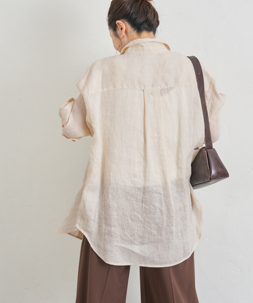 JOURNAL STANDARD（ジャーナルスタンダード）の「《追加4》ソフトゼフィールリネンシャツ（シャツ/ブラウス・レディース・ホワイト×ホワイト/ブラウン系その他/ネイビー/イエロー・FREE）」の22枚目の写真