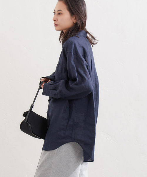 JOURNAL STANDARD（ジャーナルスタンダード）の「《追加4》ソフトゼフィールリネンシャツ（シャツ/ブラウス・レディース・ホワイト×ホワイト/ブラウン系その他/ネイビー/イエロー・FREE）」の16枚目の写真