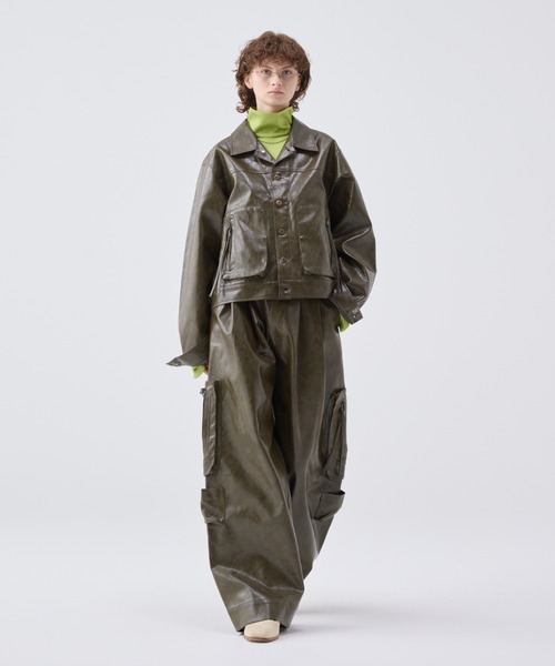 soerte ヴィンテージライクミリタリーショートジャケット Vintage like military short jacket ( fake leather )/ヴィンテージ