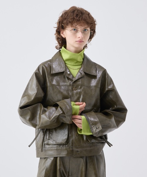 soerte ヴィンテージライクミリタリージャケット Vintage like military short jacket ( fake leather