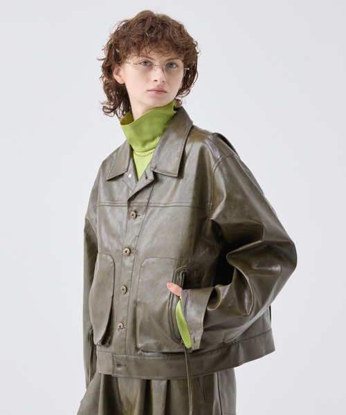 Vintage like military short jacket ( fake leather Vintage like military short jacket ( fake leather