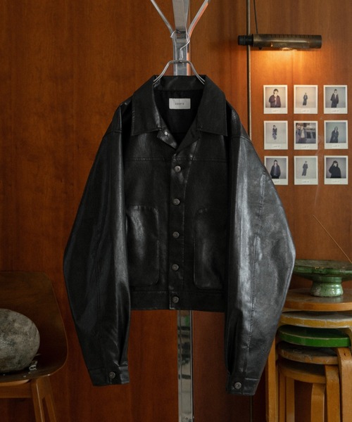 soerte ヴィンテージ ライク ミリタリー ジャケット レザー　合皮 Vintage like military short jacket ( fake leather