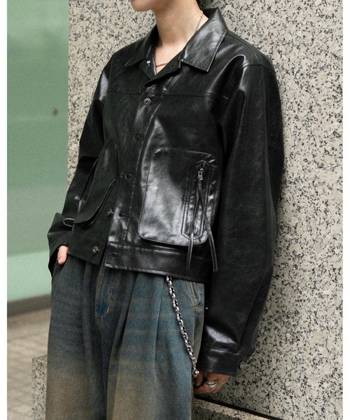 soerte ヴィンテージライクミリタリージャケット Vintage like military short jacket ( fake leather