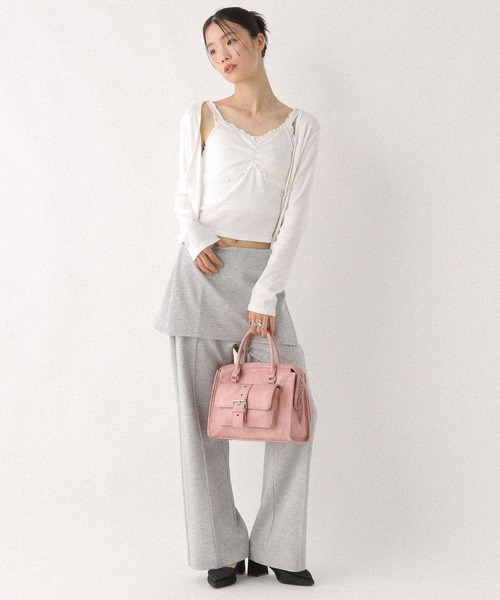 Heather（ヘザー）の「パターンメッシュカーディガン/キャミ2P　579568（アンサンブル・レディース・ネイビー/オフホワイト/グレー・FREE）」の8枚目の写真