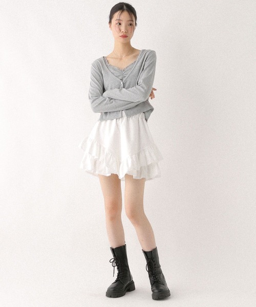 Heather（ヘザー）の「パターンメッシュカーディガン/キャミ2P　579568（アンサンブル・レディース・ネイビー/オフホワイト/グレー・FREE）」の15枚目の写真