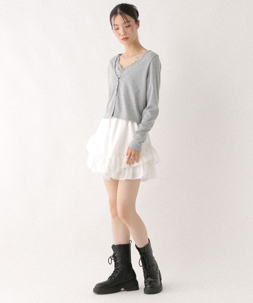 セール】パターンメッシュカーディガン/キャミ2P 579568