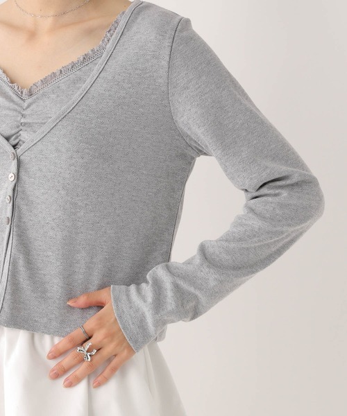 Heather（ヘザー）の「パターンメッシュカーディガン/キャミ2P　579568（アンサンブル・レディース・ネイビー/オフホワイト/グレー・FREE）」の22枚目の写真