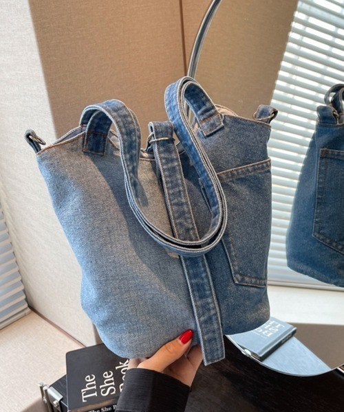 レオナール　ショルダーバッグ　デニム CHARM-D SHOULDER M Charm-D M-Shoulder bag in denim and faux