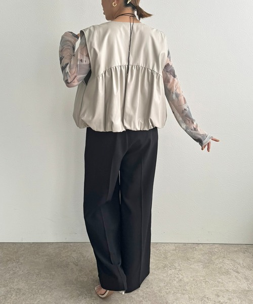 LHELBIE(レルビエ)の「バルーンショートジレ(ベスト・レディース・グレー/ブラック・M)」の6枚目の写真