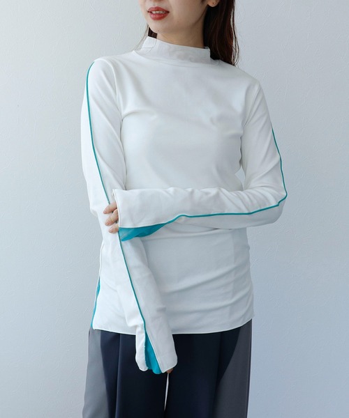 Cepica(セピカ)の「【MARECHAL TERRE / マルシャルテル】バイカラーチュールトップス(Tシャツ/カットソー・レディース・ブルー/ホワイト/ブラック・FREE)」の1枚目の写真